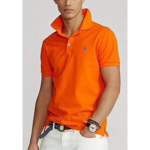 Polo Ralph Lauren Men’s Custom Slim Fit Mesh Polo Shirt Orange, Size M (New)